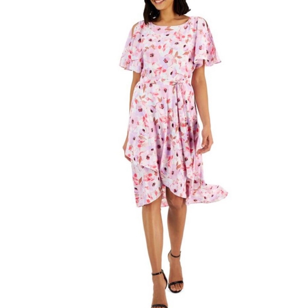 NWT Anne Klein Flutter Sleeve Lilac Petal Dress Spring Easter Women’s Medium